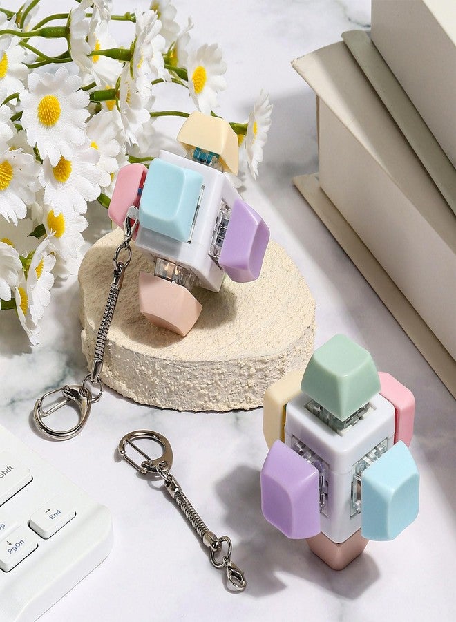 DEARIDAP 2 Pcs Cube Keyboard Fidget Toy, Keyboard Keychain Decompression Toys, Push Bubble Button Sensory Gifts for Stress and Anxiety Relieve (Macaron Colors) - Image 3
